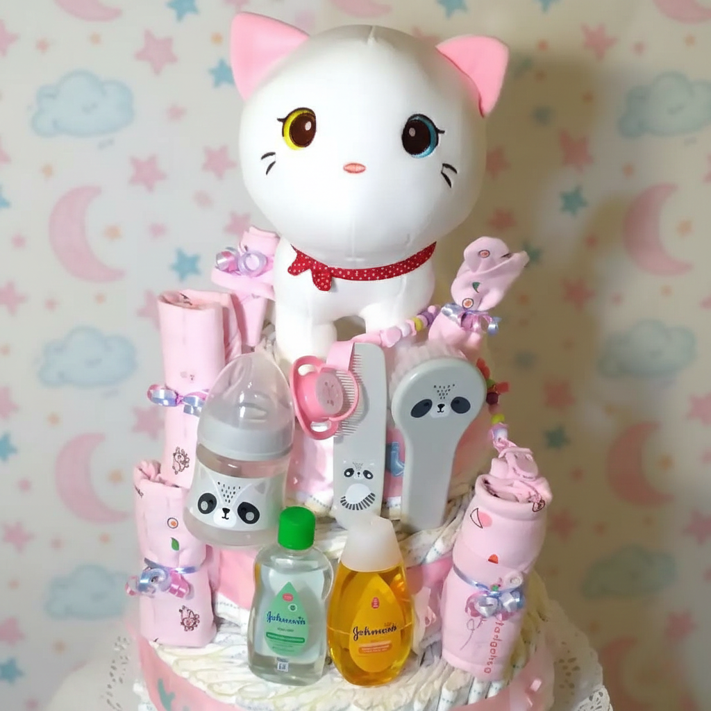 Tarta de pañales con complementos