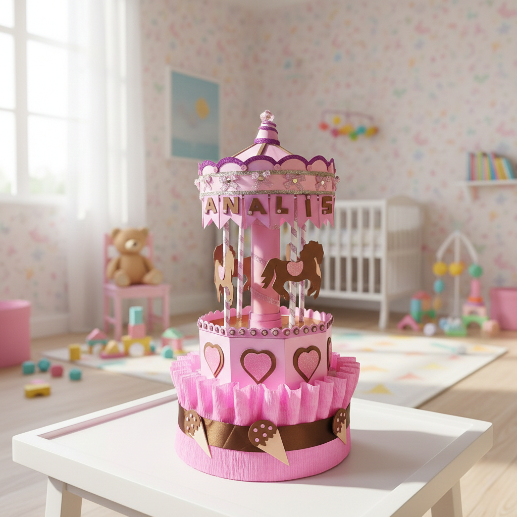Tarta de Pañales Premium Carrusel Mágico