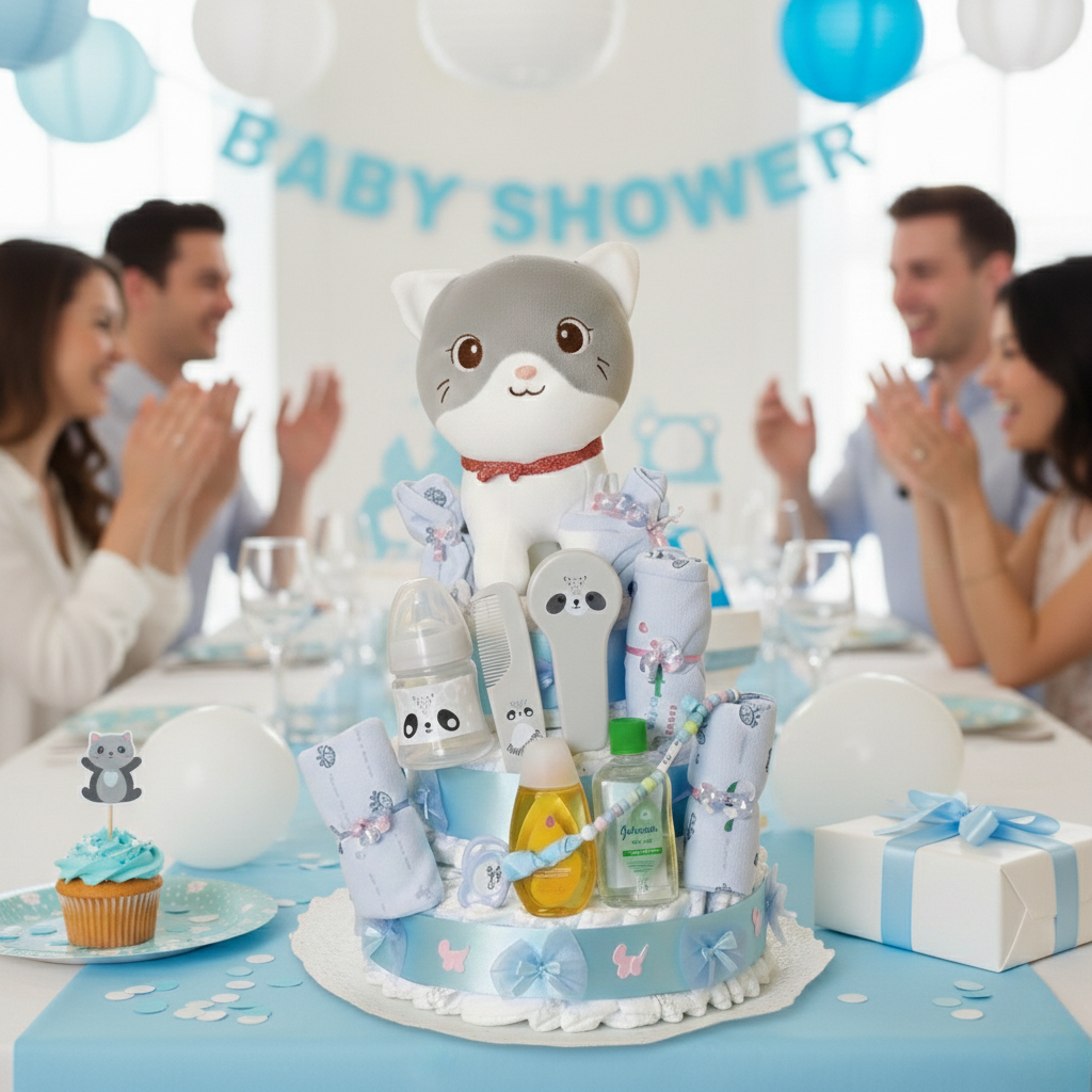 Tarta de pañales con complementos